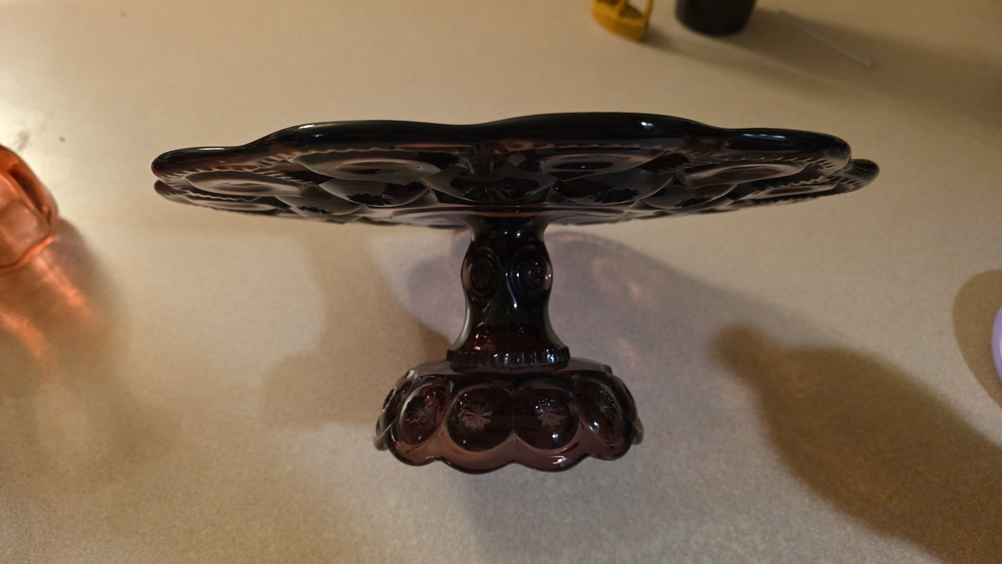 LE Smith Moon & Stars Amethyst Cake Plate