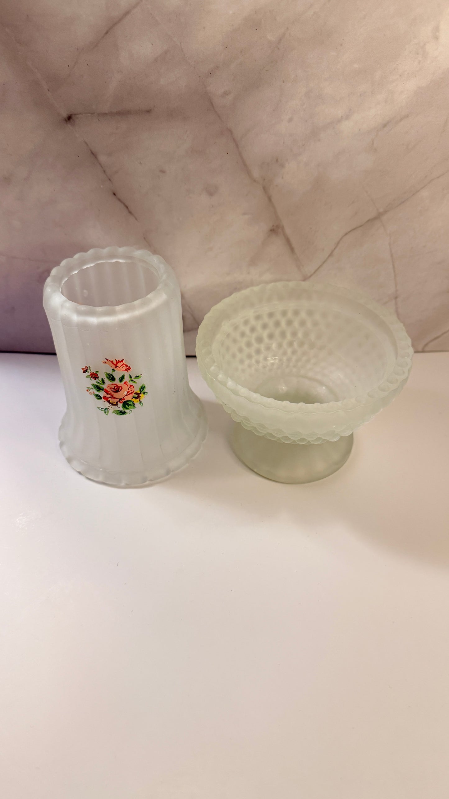 Westmoreland Frosted Ribed Hobnail Fairy Lamp