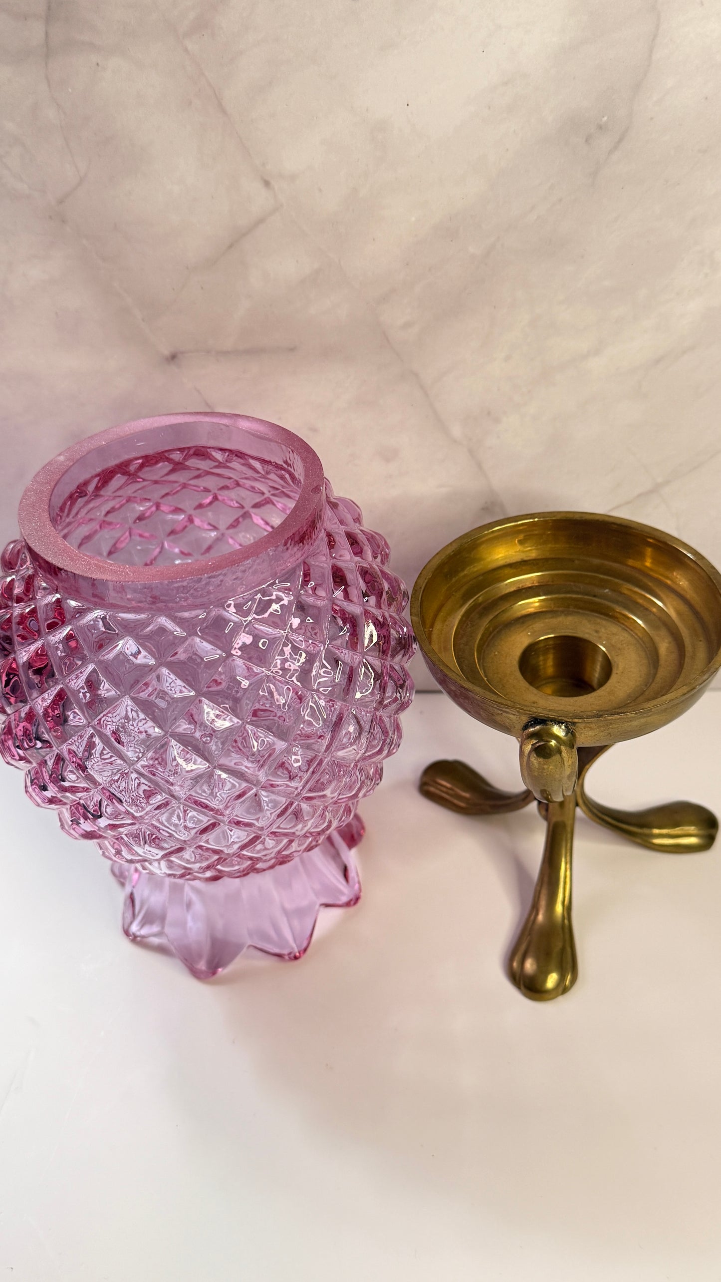 Fenton Pink Pineapple Hurricane Lamp