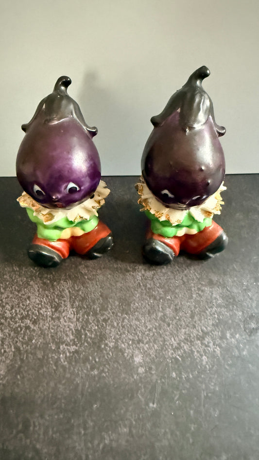 Anthropormorphic Egg Plant Salt & Pepper Shakers