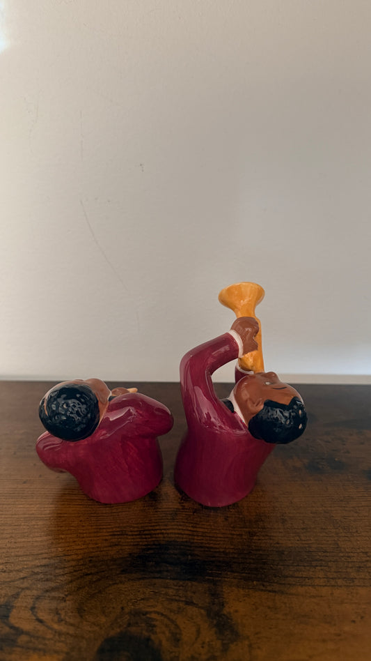 Clay Art Jazz Horn Players Novelty Salt and Pepper Shakers