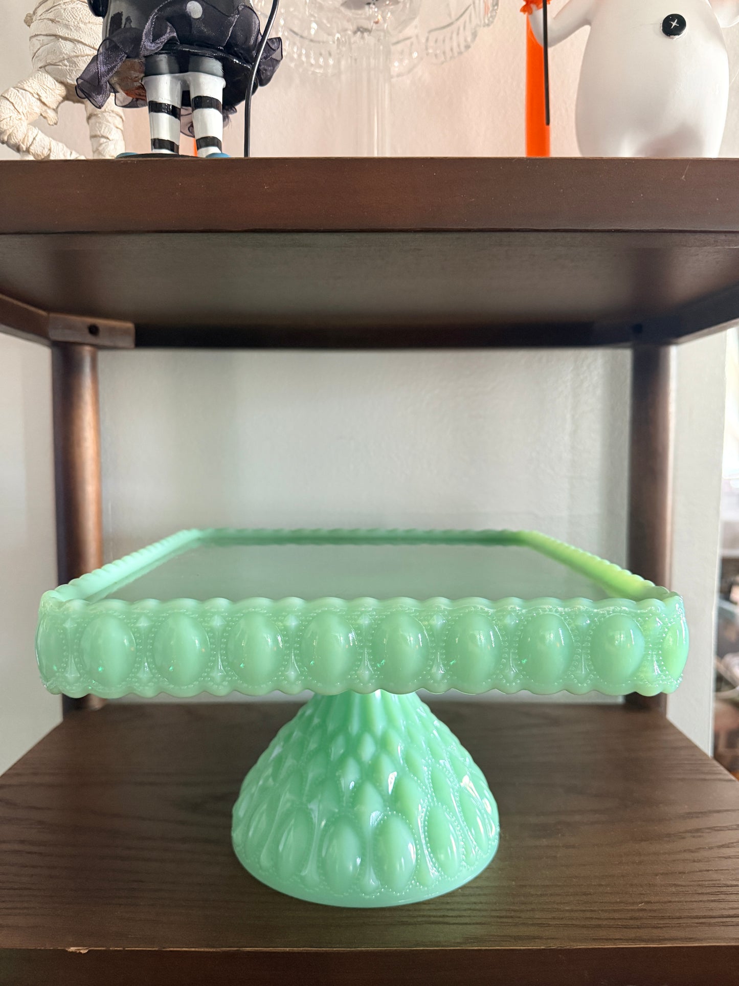 Mosser Jadeite Elizabeth Square Cake Plate