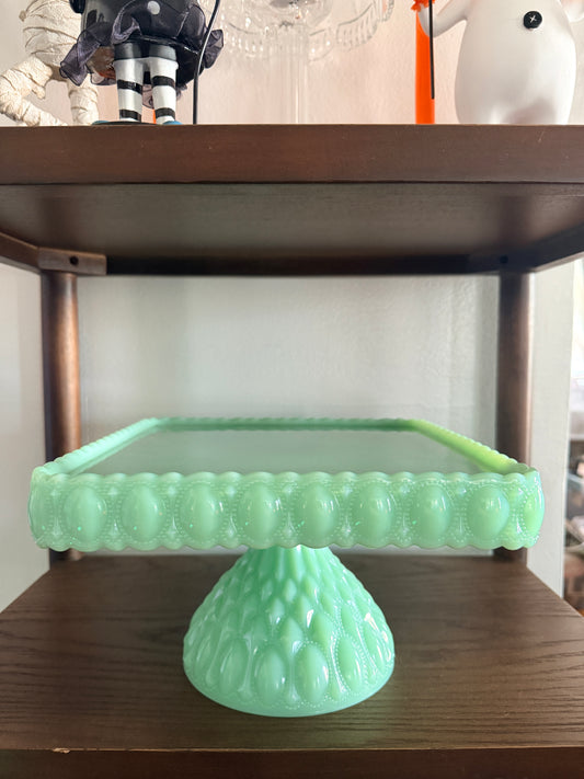 Mosser Jadeite Elizabeth Square Cake Plate