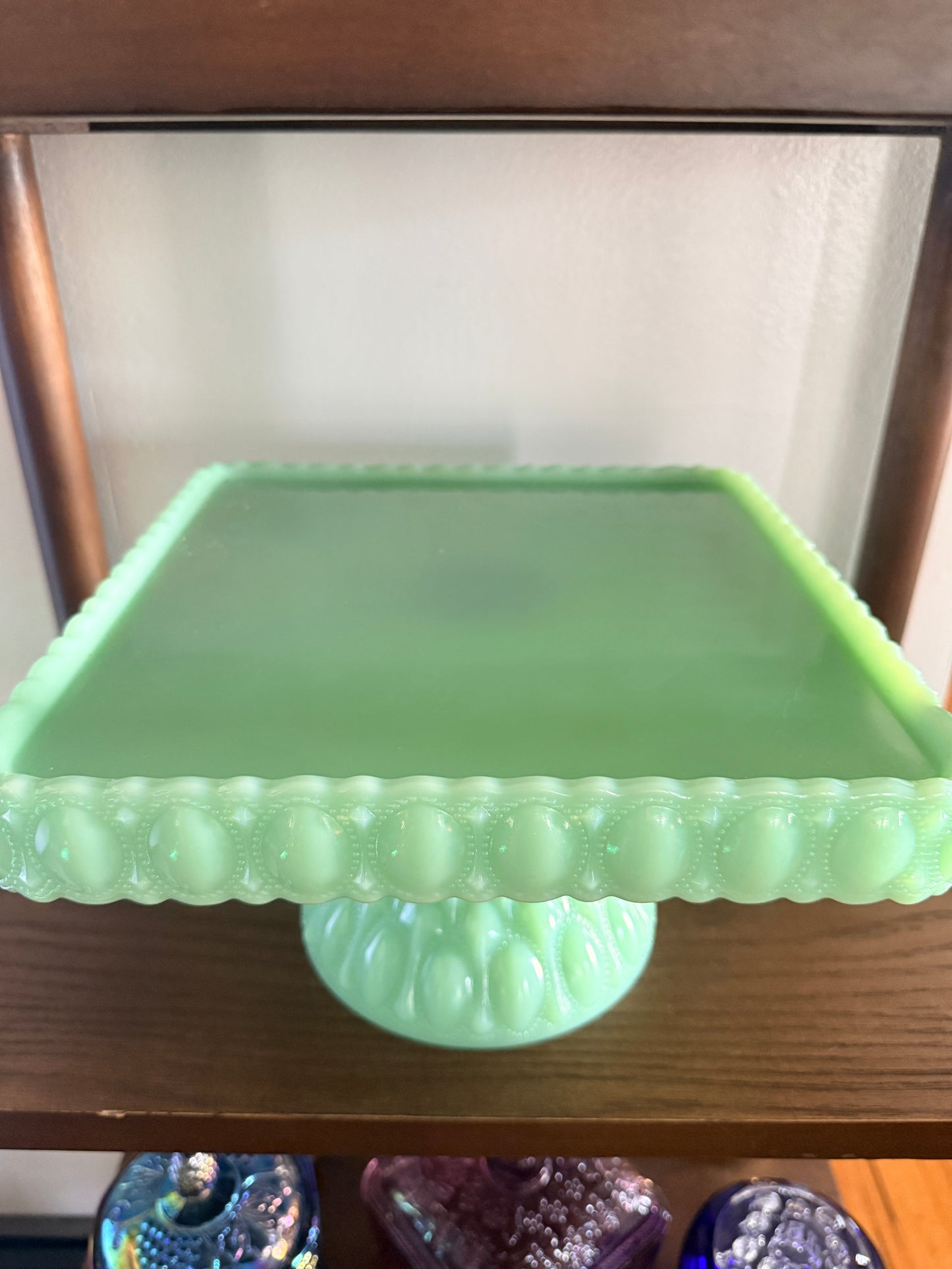 Mosser Jadeite Elizabeth Square Cake Plate