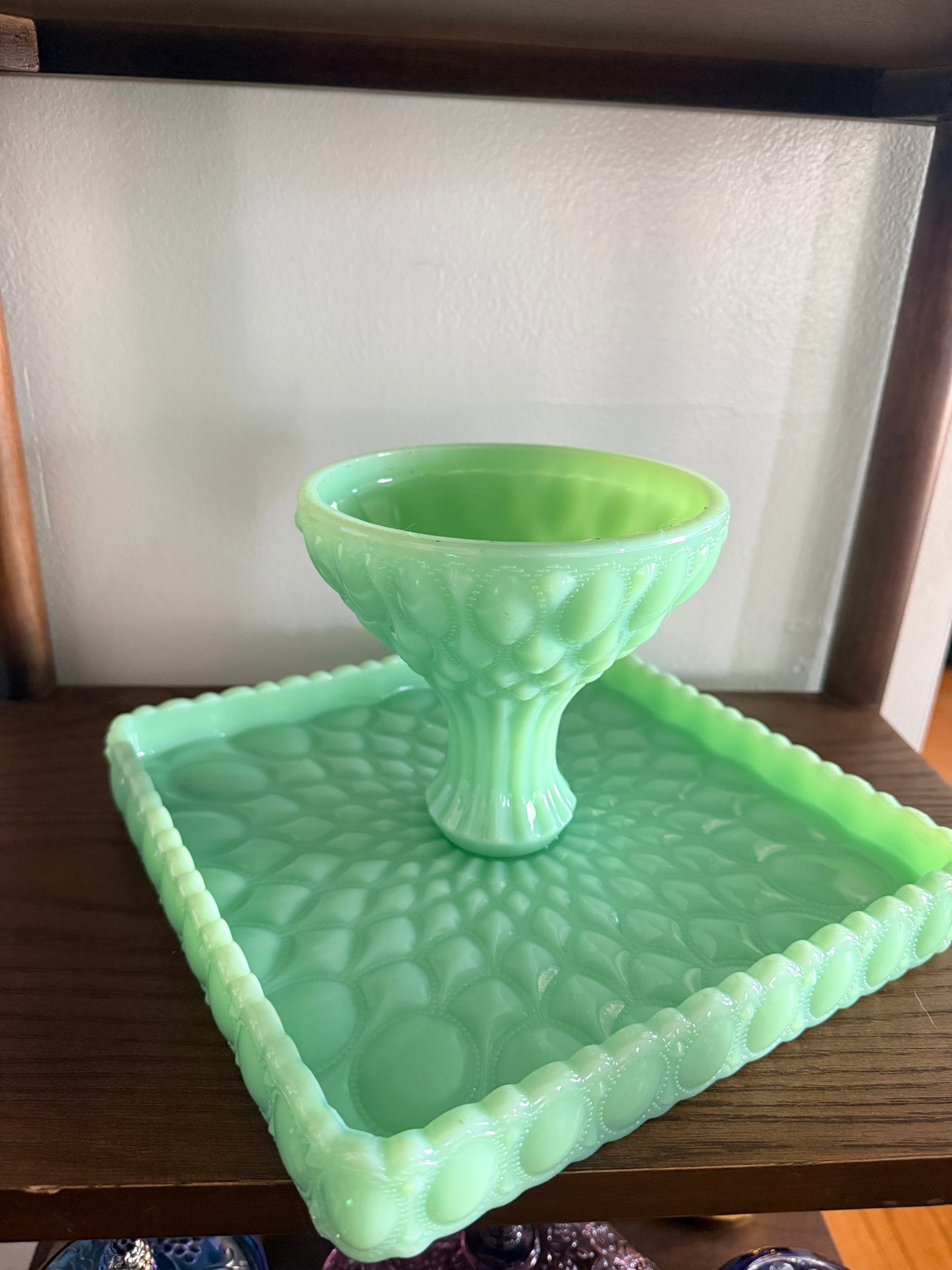 Mosser Jadeite Elizabeth Square Cake Plate