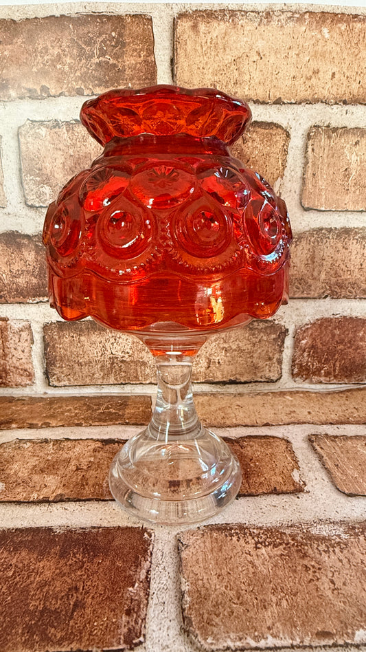 L.E. Smith Amberina Moon & Stars Fairy Lamp