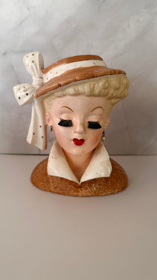 NAPCO 1959 Lady Head Vase with Bow Hat