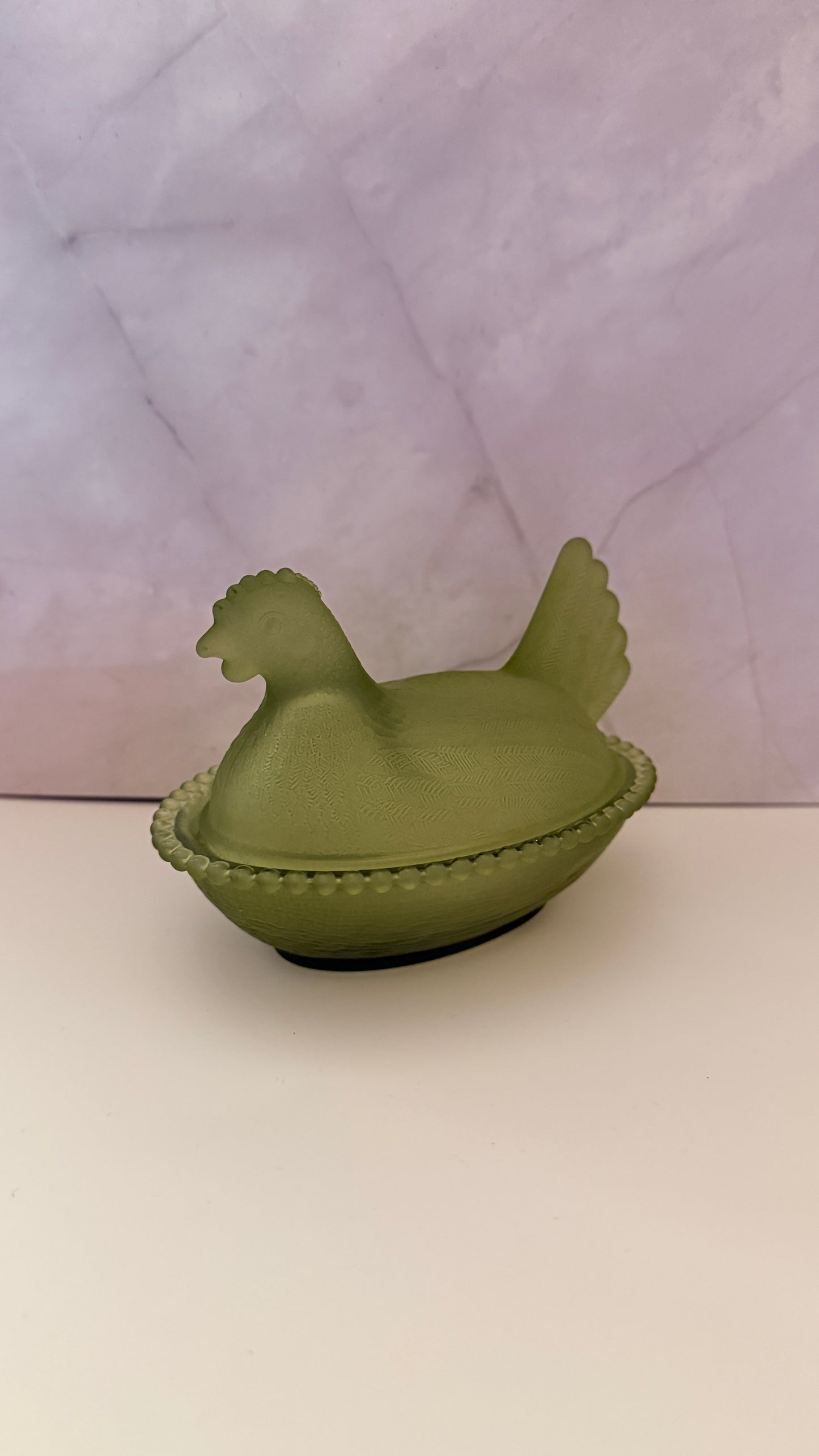 Rose's Closet Olive Green Satin Hen on Nest