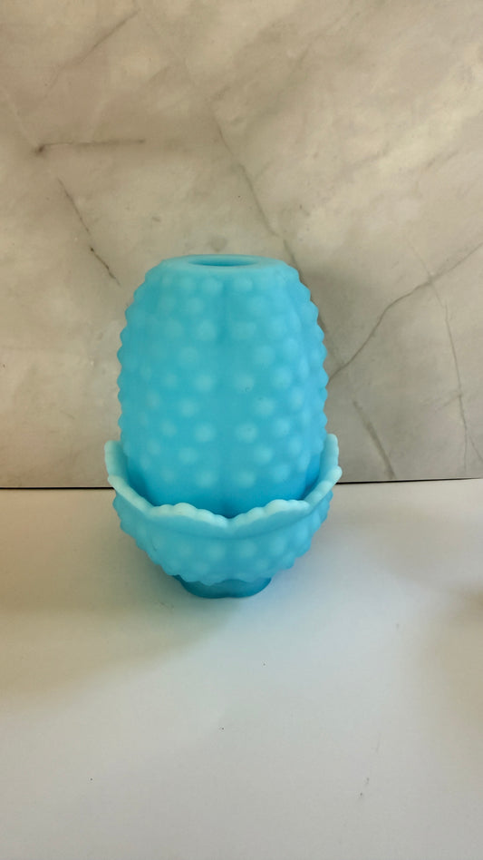 Fenton Satin Blue Hobnail Fairy Lamp