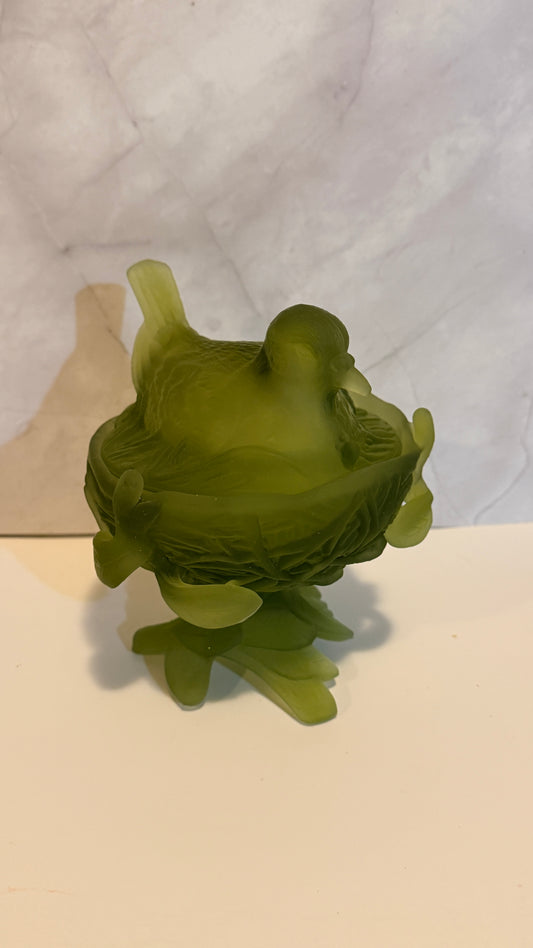 Westmoreland Satin Green Bird on Nest