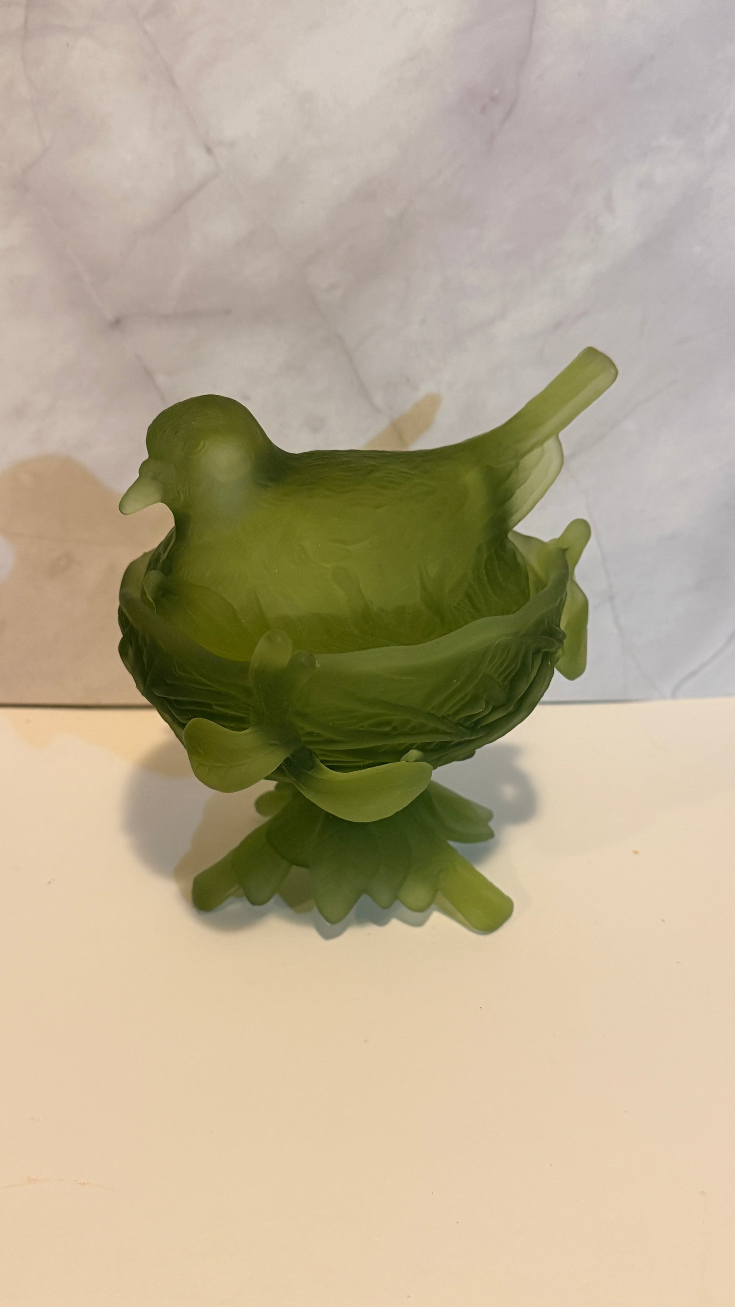 Westmoreland Satin Green Bird on Nest