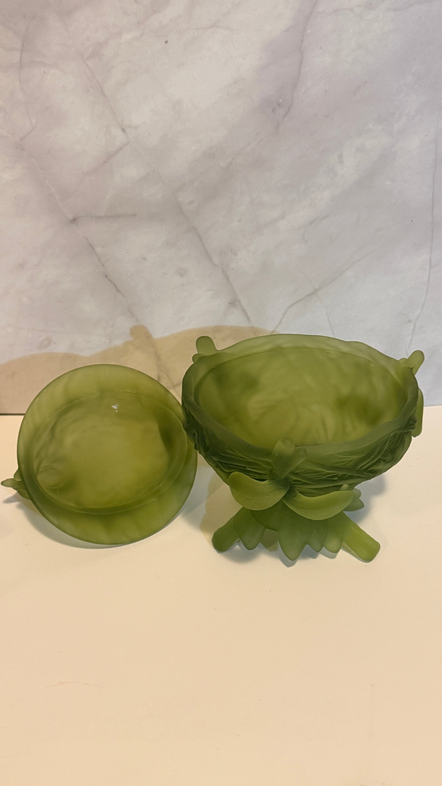 Westmoreland Satin Green Bird on Nest