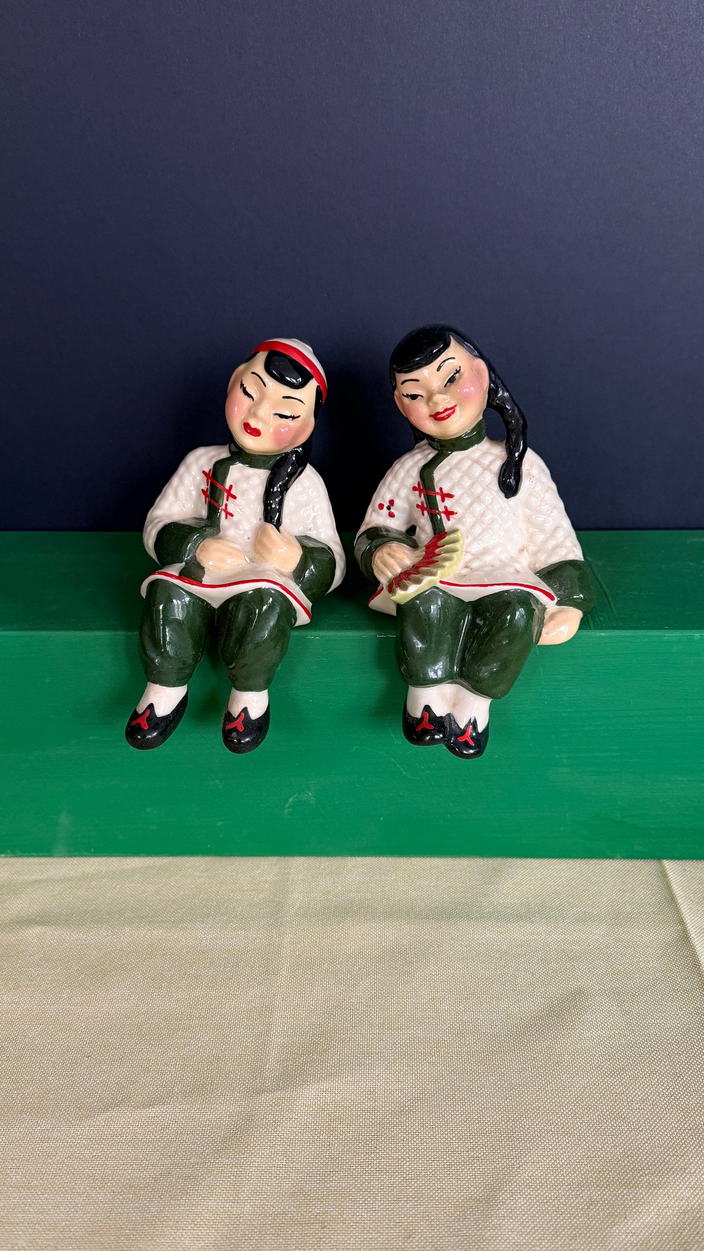 Su-Lin and Sun-Li Porcelain Shelf Sitter Figurines