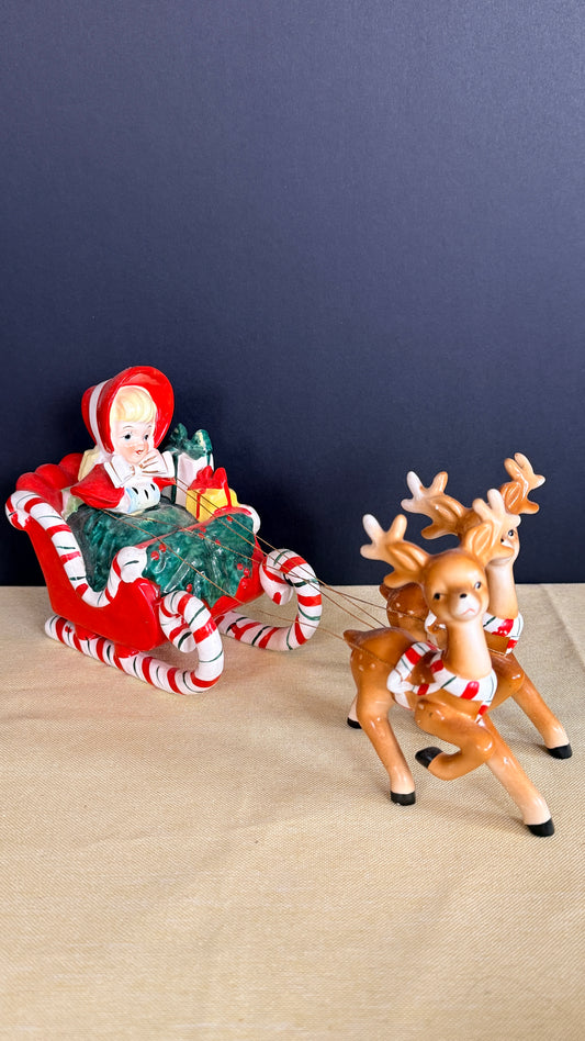 Lefton Christmas Sliegh with Reindeer