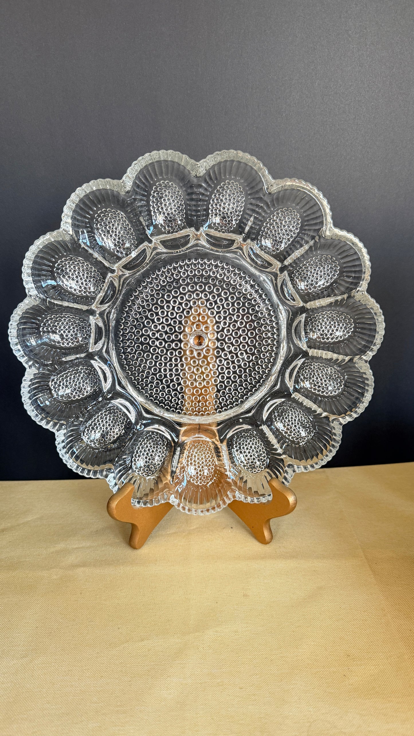 Indiana Glass Clear Hobnail Deviled Egg Platter