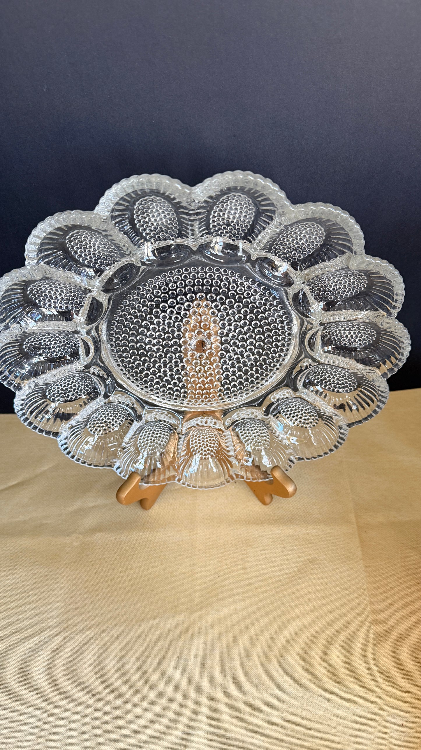 Indiana Glass Clear Hobnail Deviled Egg Platter
