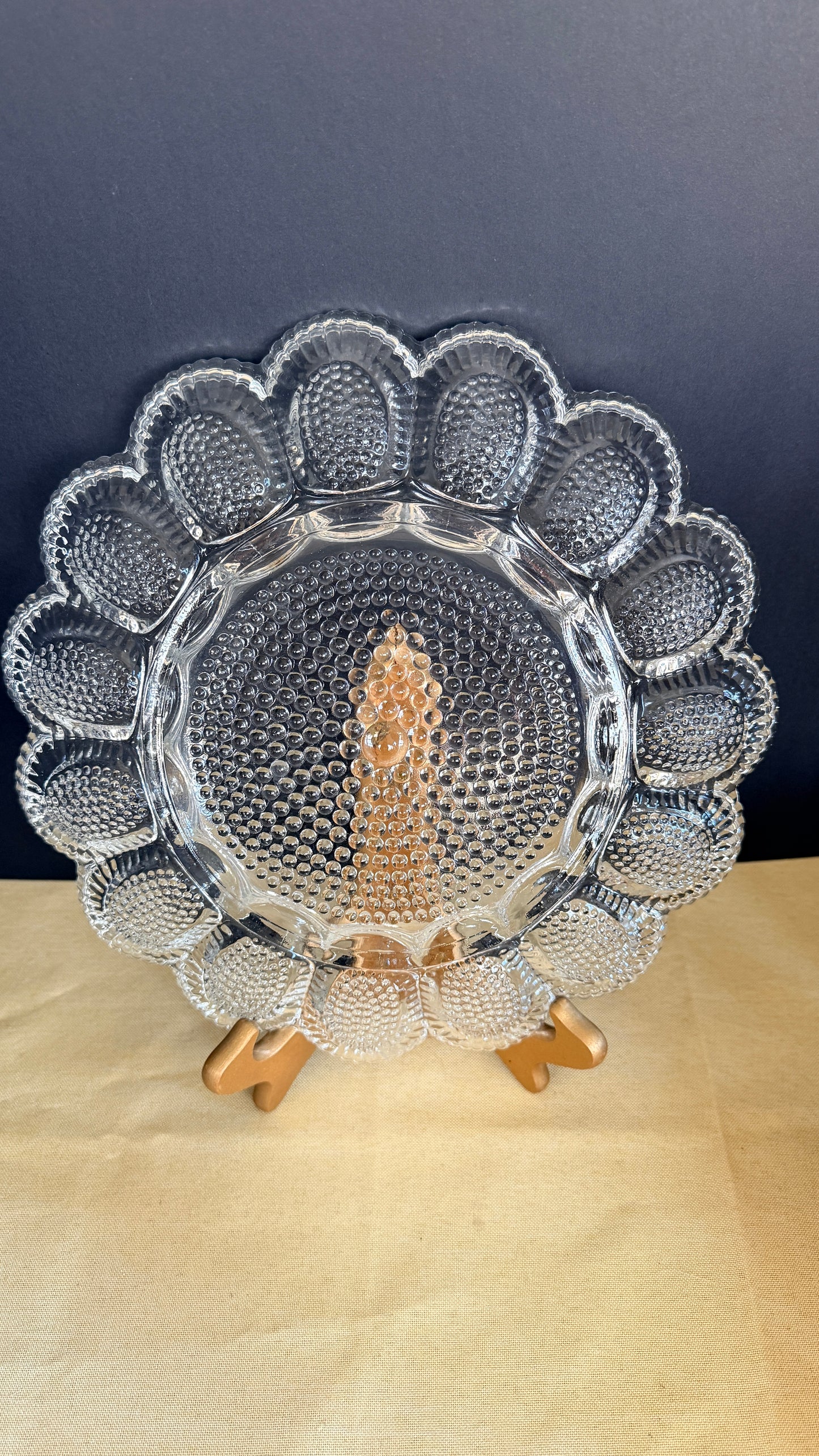 Indiana Glass Clear Hobnail Deviled Egg Platter