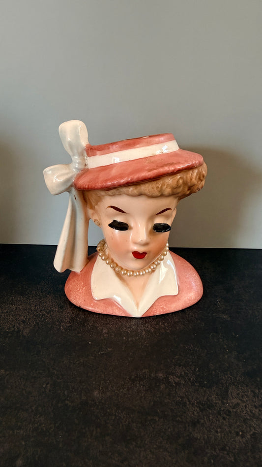 Napco Lady Head Vase in Pink