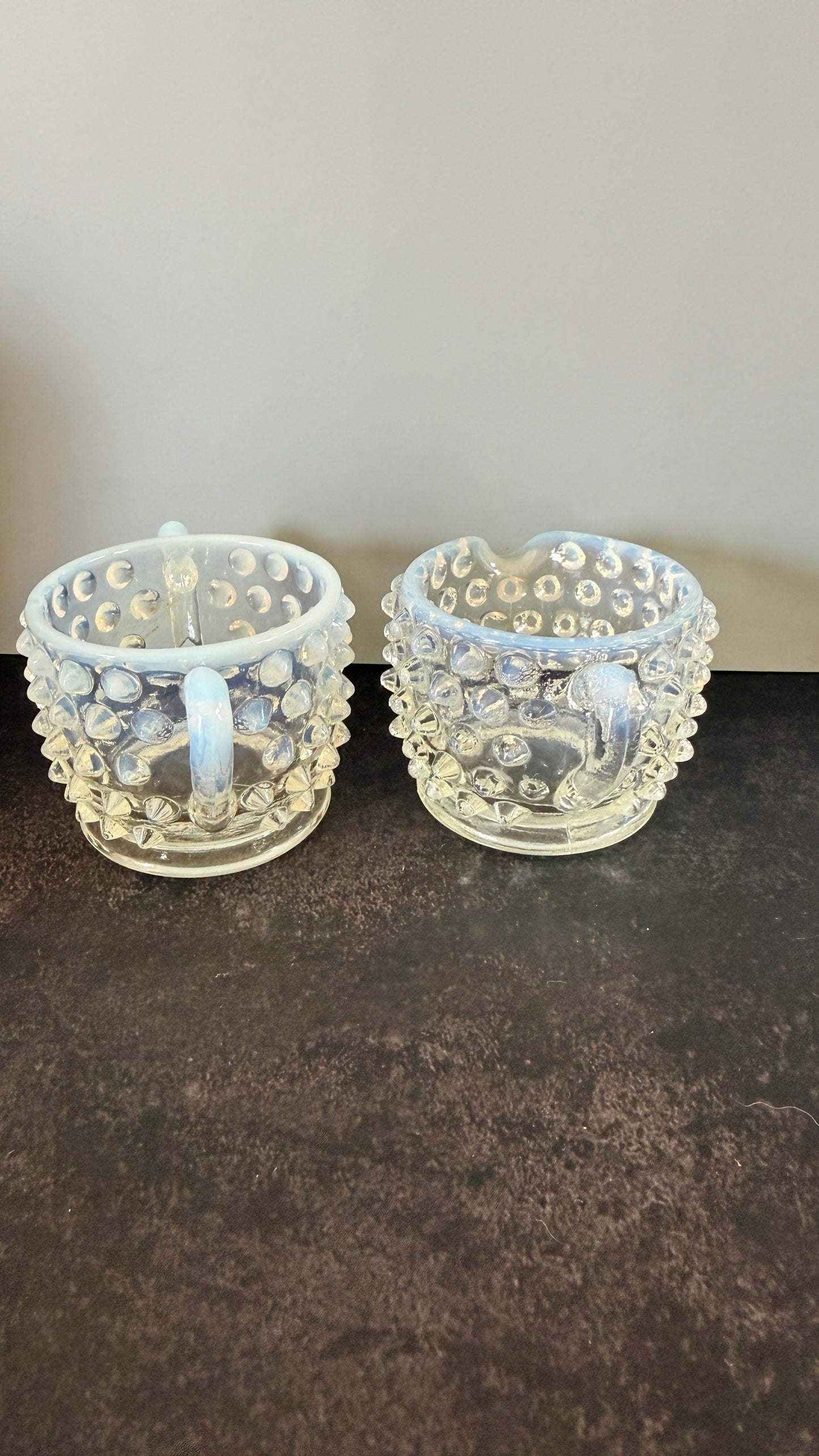 Anchor Hocking Opalescent Hobnail Mini Cream & Suger Set