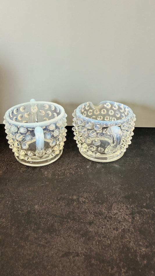 Anchor Hocking Opalescent Hobnail Mini Cream & Suger Set