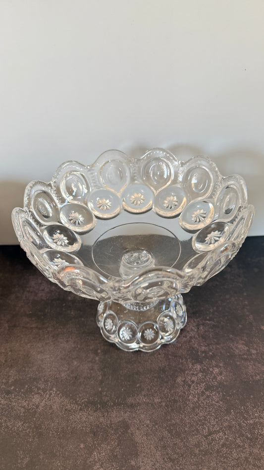 L.E. Smith Clear Glass Moon & Stars Compote