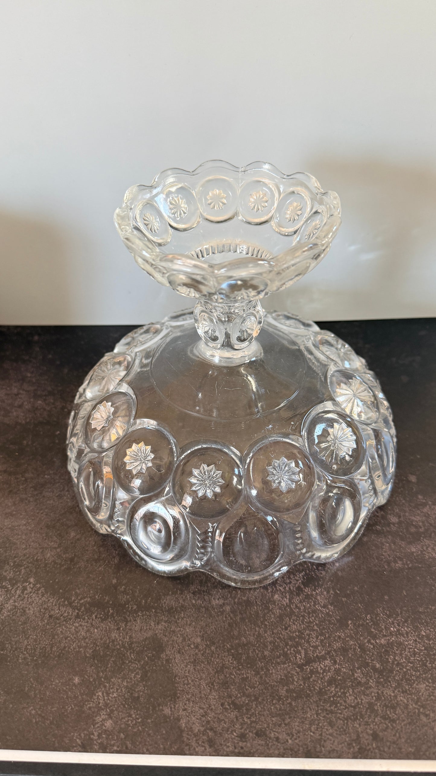 L.E. Smith Clear Glass Moon & Stars Compote