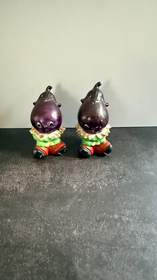 Anthropormorphic Egg Plant Salt & Pepper Shakers