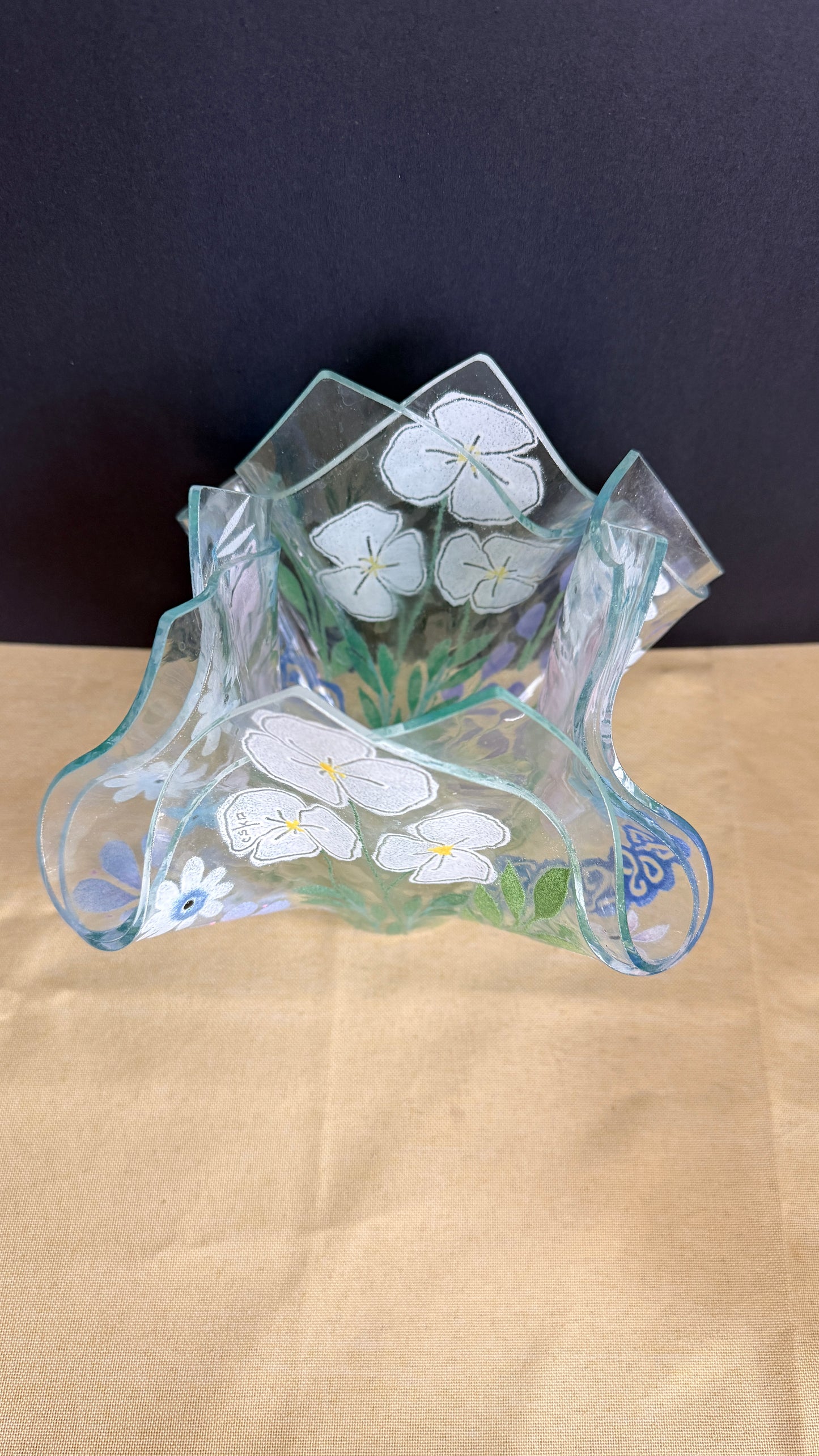 Suzanne Esko Hankerchief draped Daisy Vase