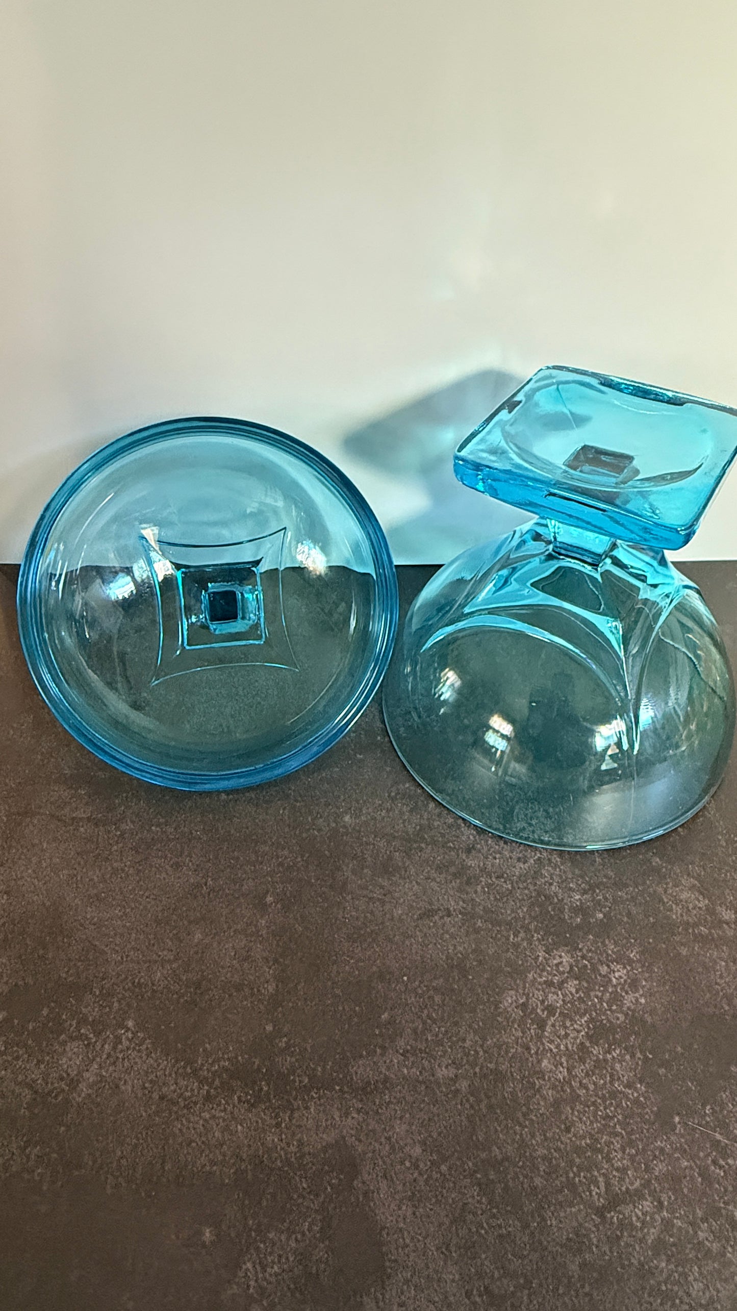 Hazel Atlas Capri Blue Lidded Candy Dish