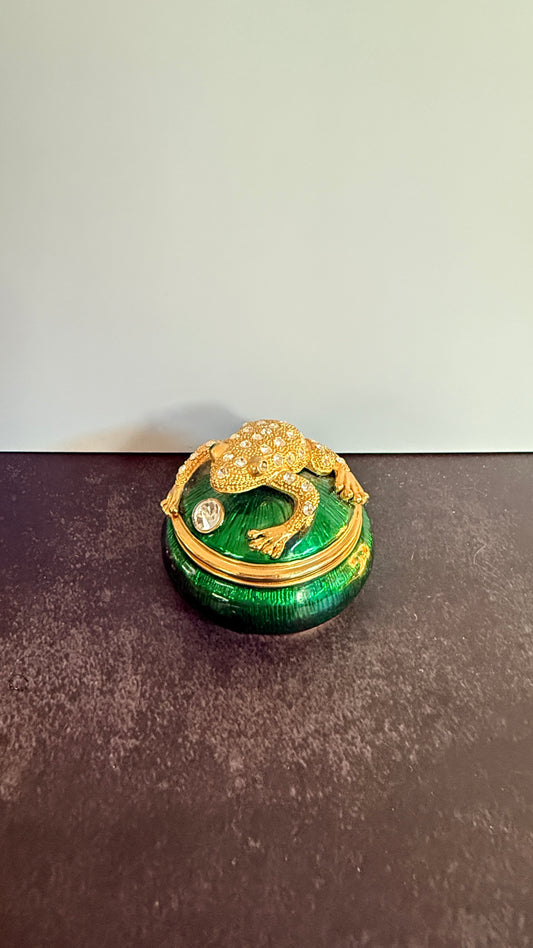 Frog enamel jeweled trinket Box