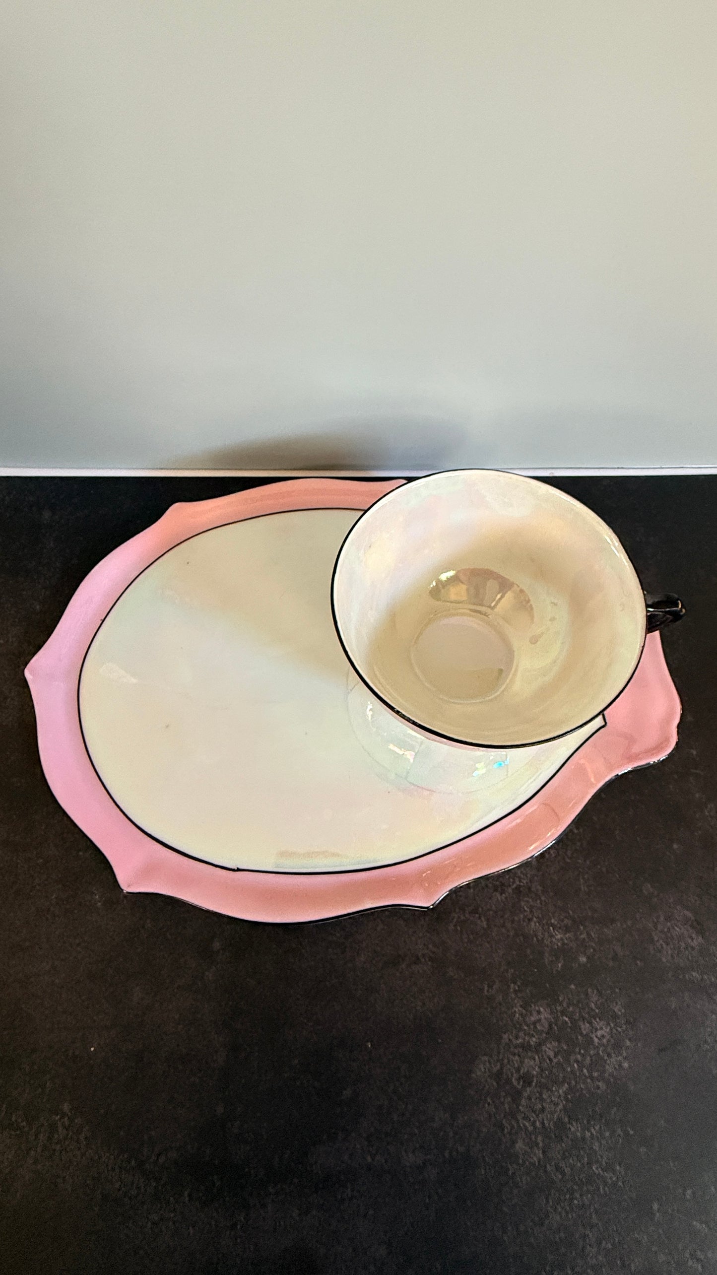 Victoria Czechoslovakia Pink Luster Snack Plate