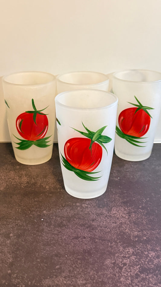 Federal Glass Frosted Tomato Juice Glasses