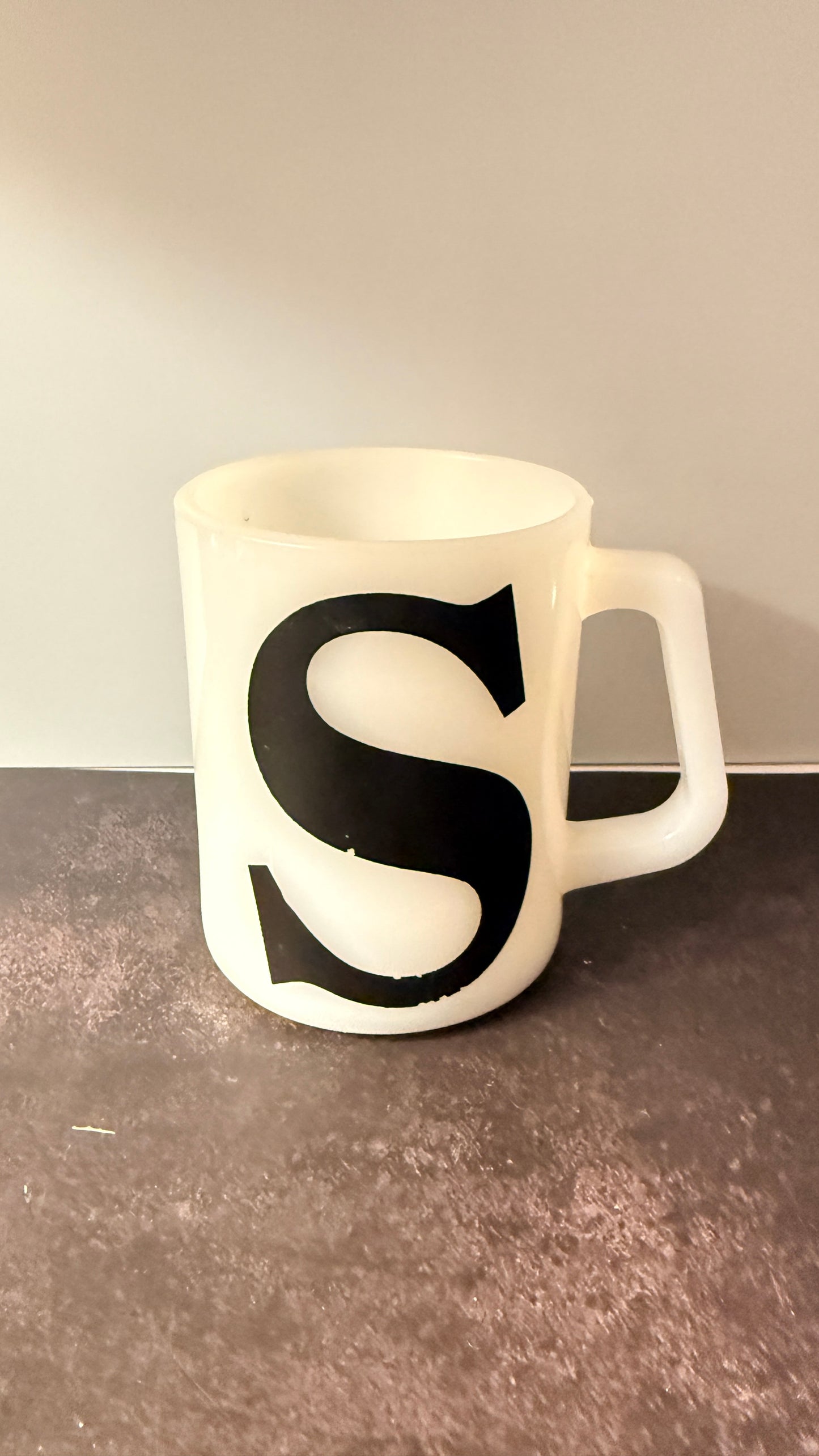 Federal Milk Glass Letter S Mug