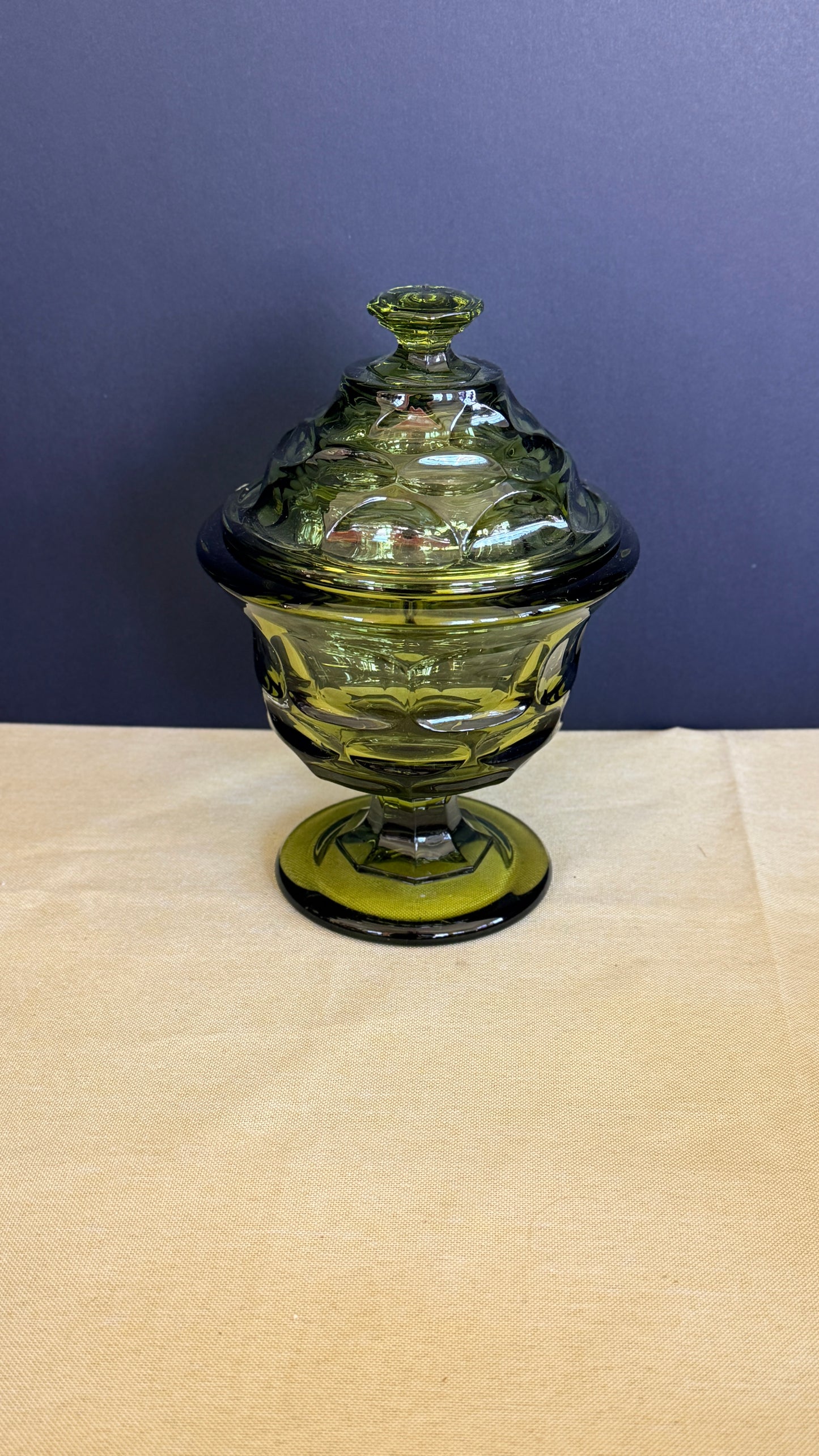 Viking Avocado Green Georgian Lidded Candy Dish