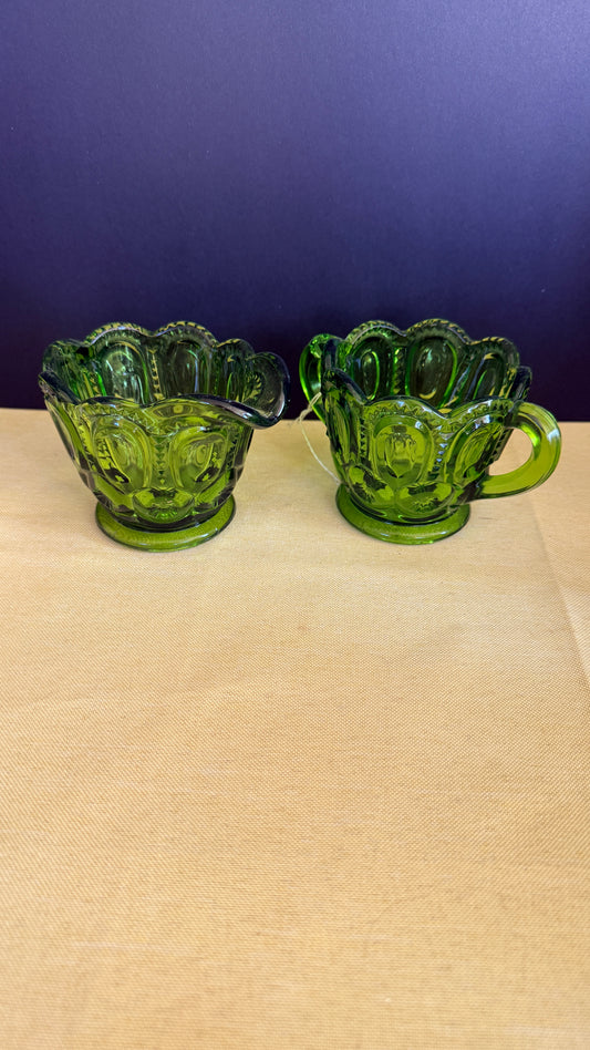 LE Smith Green Moon & Stars Sugar & Creamer Set
