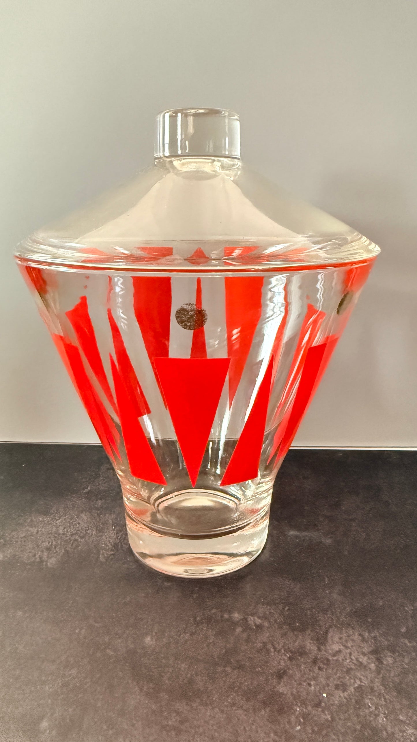 Hazel Atlas Clear w/Red Twin Peaks Ice Bucket