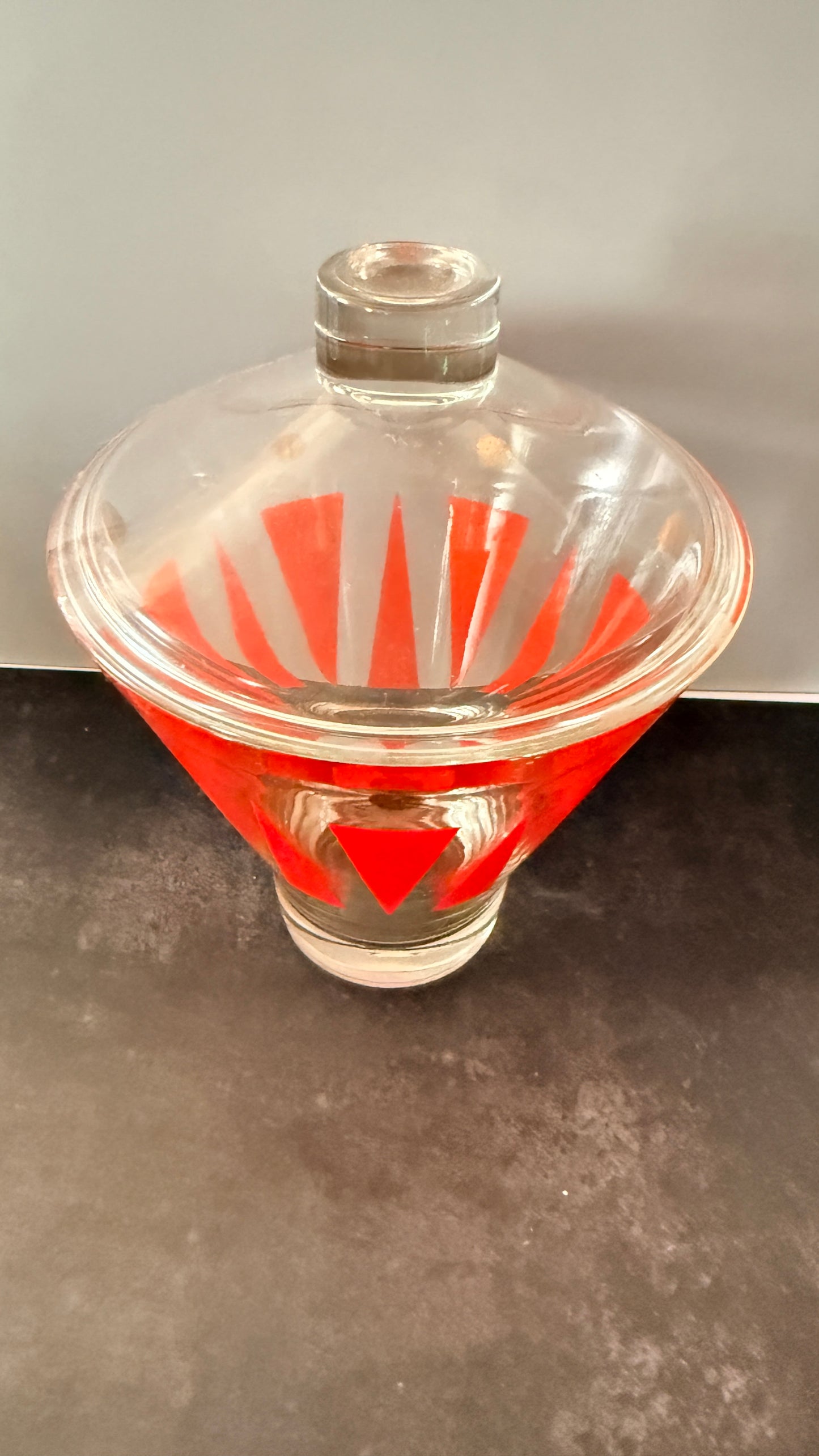 Hazel Atlas Clear w/Red Twin Peaks Ice Bucket