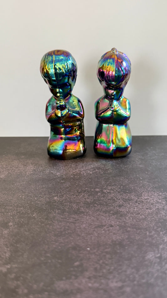 Fenton Blue Carnival Glass Praying Children