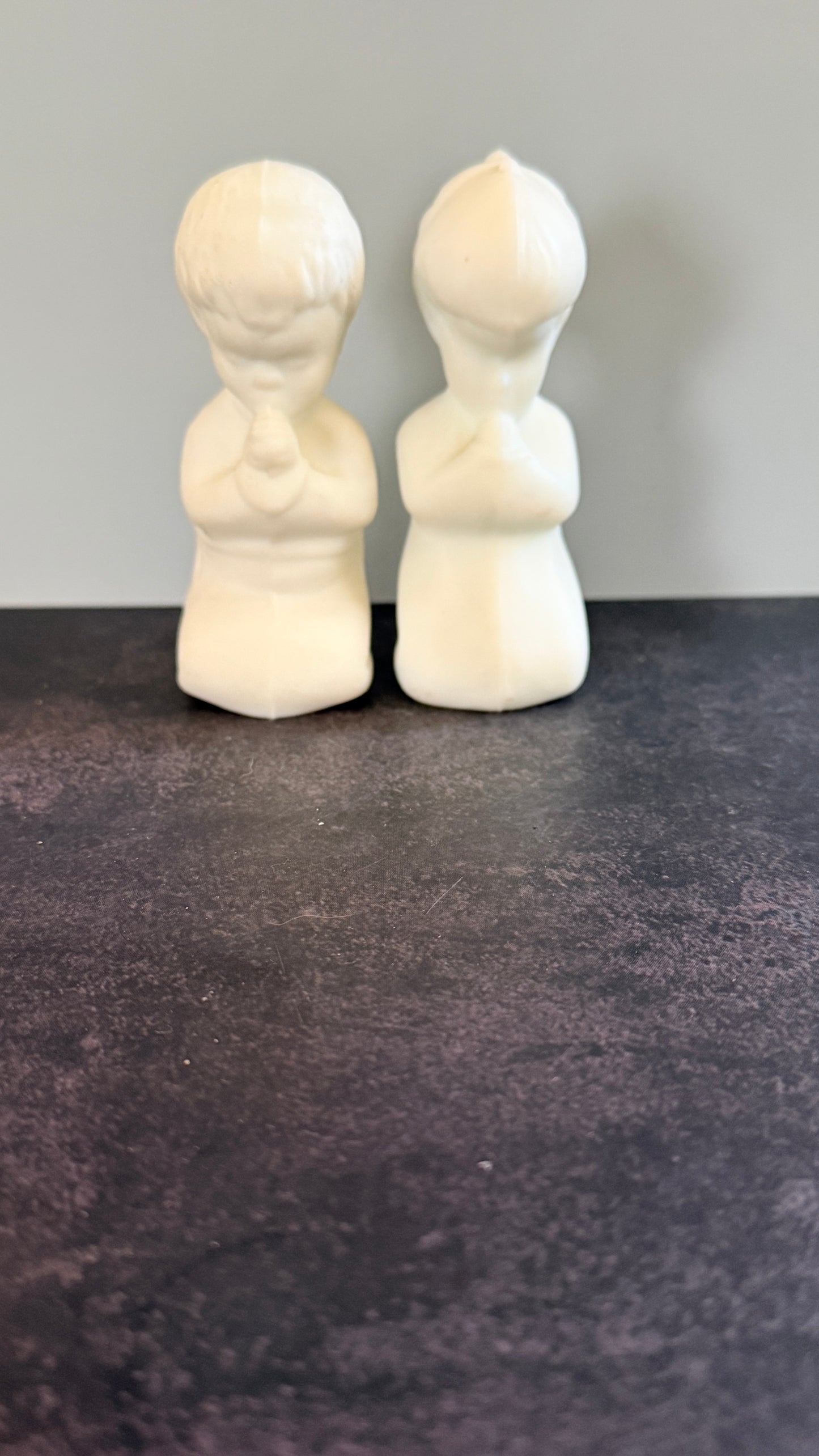 Fenton Satin Milk Glass Praying Children