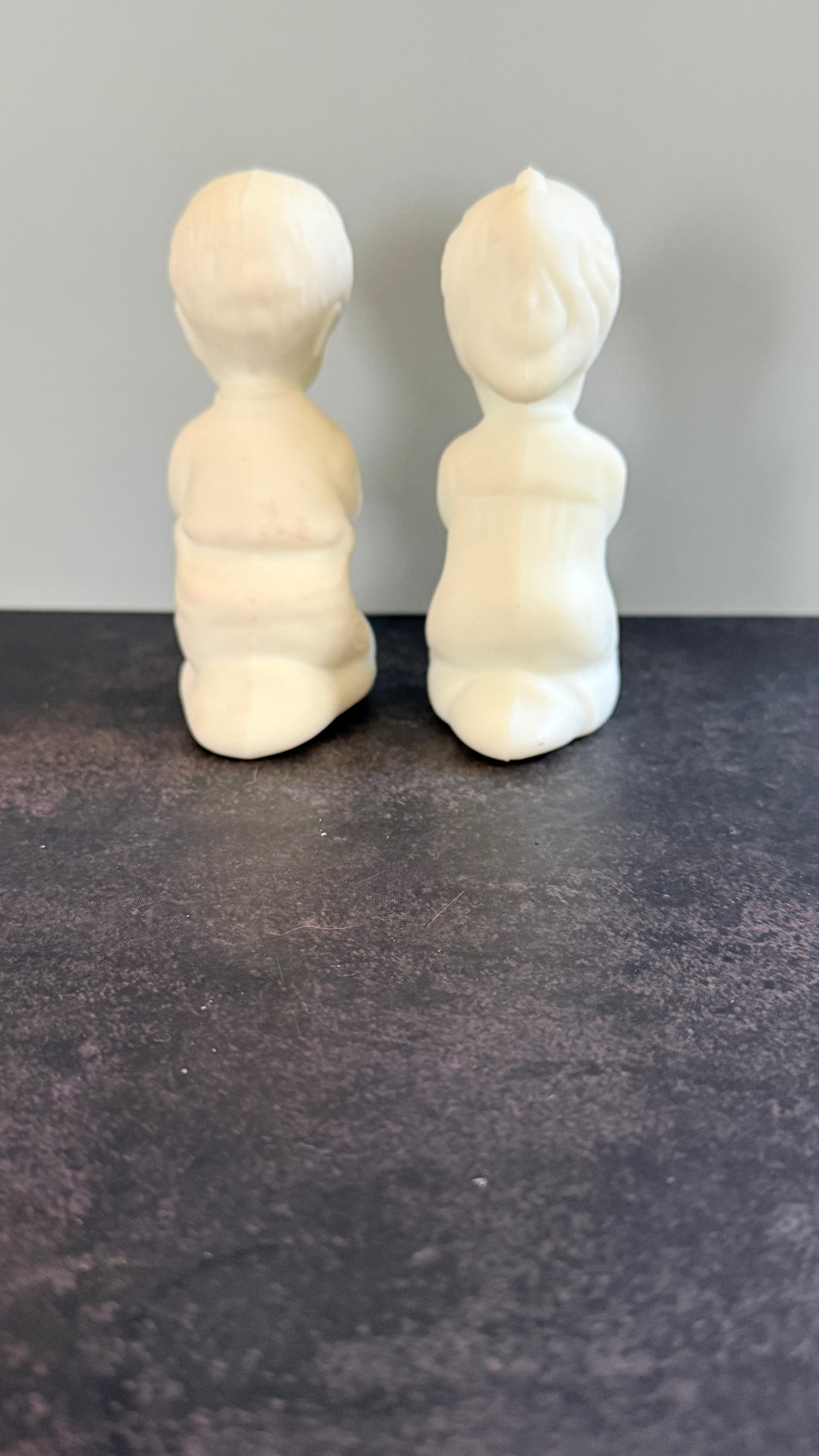 Fenton Satin Milk Glass Praying Children