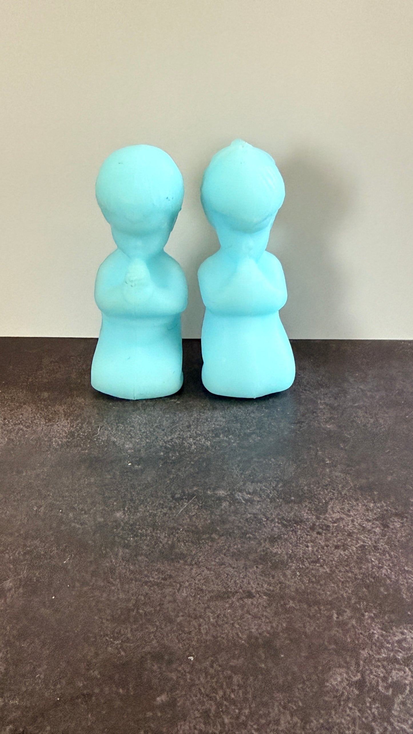 Fenton Satin Blue Praying Children Figurines