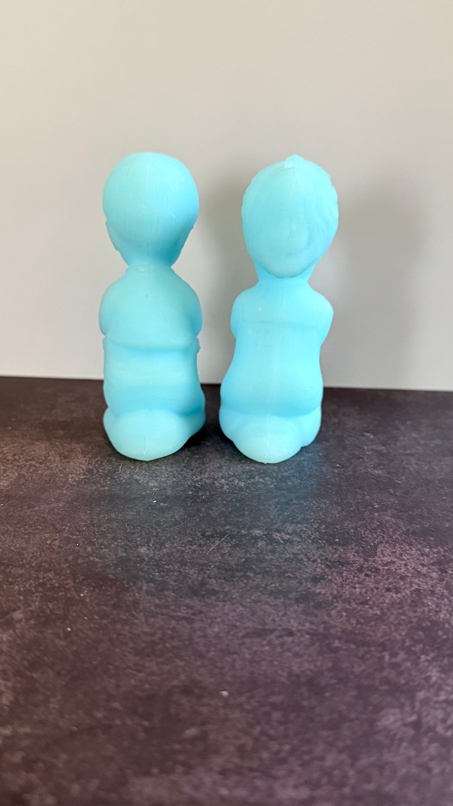 Fenton Satin Blue Praying Children Figurines