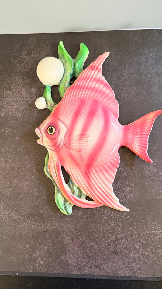 Lefton Pink Angel Fish Wall Decor - Set of 2