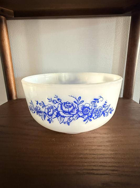 Federal Glass Blue Rose Mixing Bowl