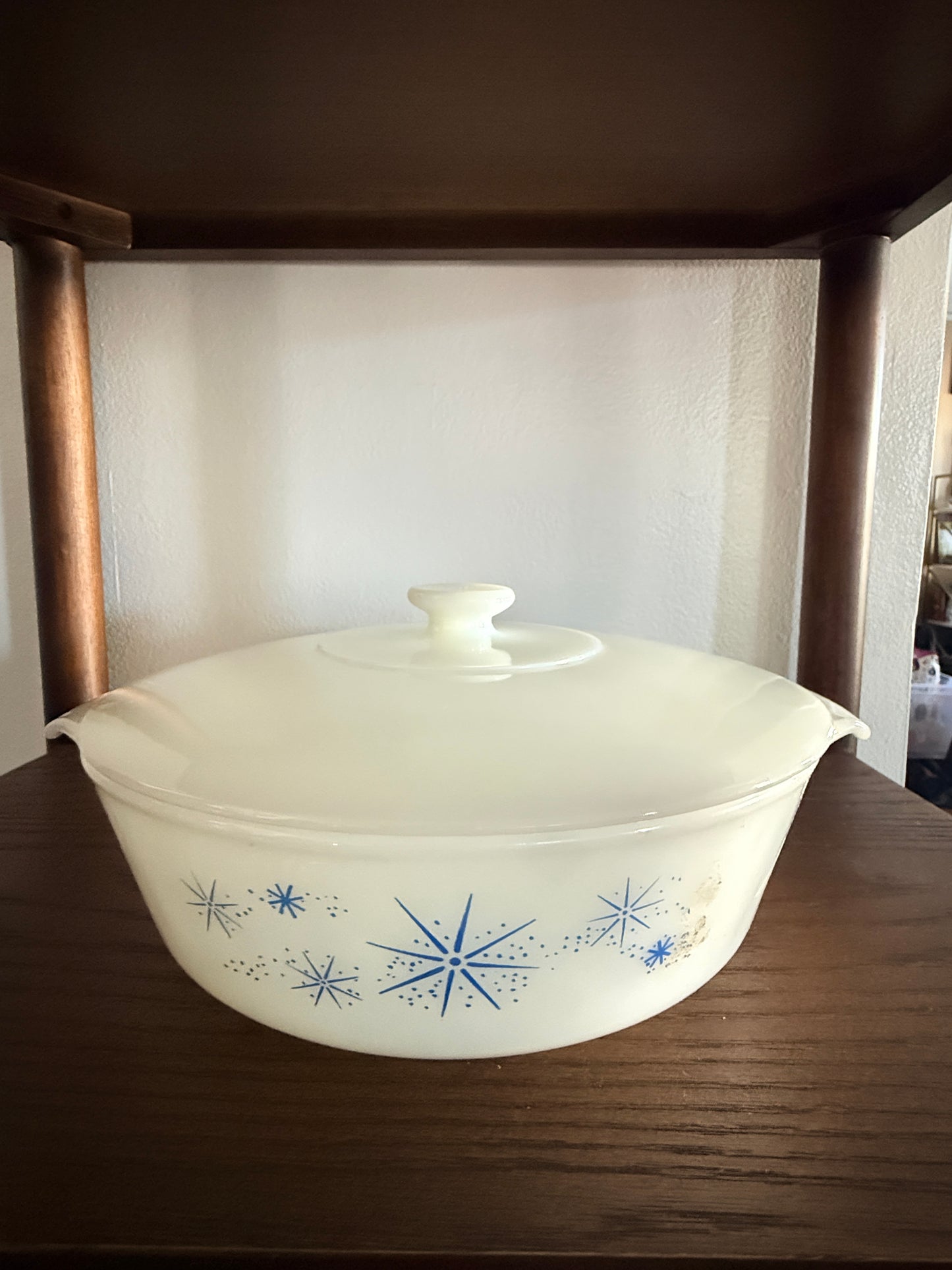 Fire King Atomic  Blue Starburst Casserole Dish