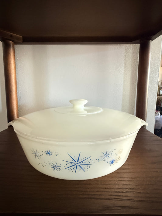 Fire King Atomic  Blue Starburst Casserole Dish
