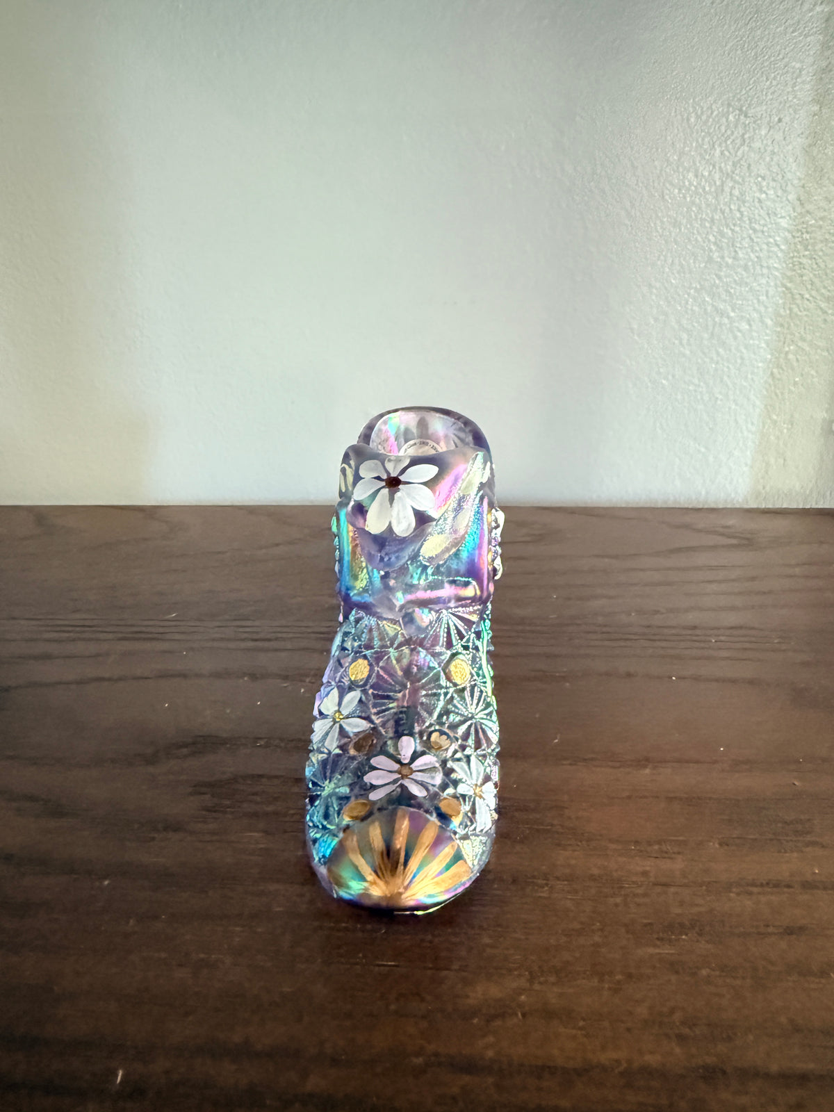 Fenton Carnival Purple Glass Cathead slipper