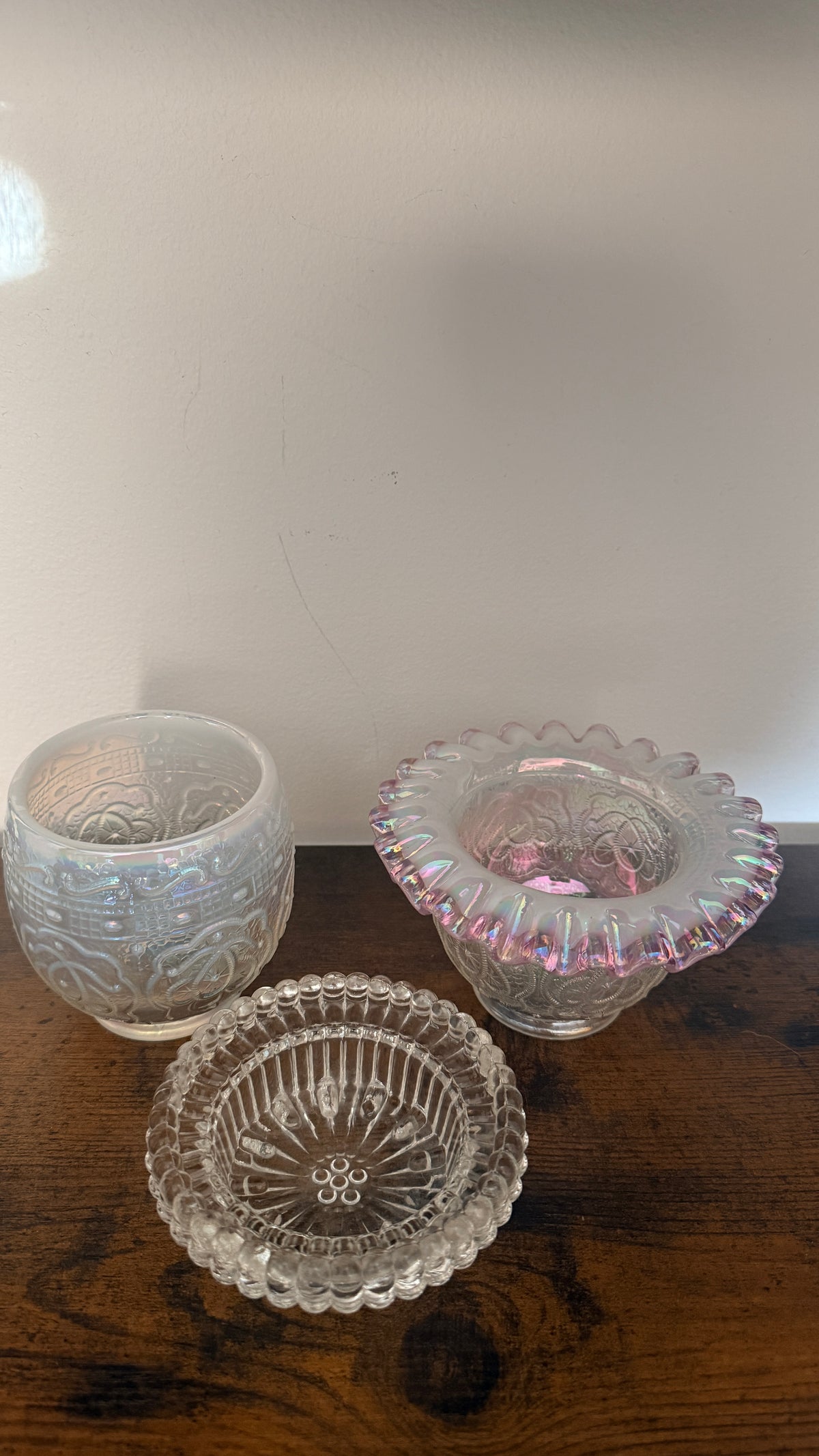 Fenton Persian Medallion Iridescent 3pc Fairy Lamp