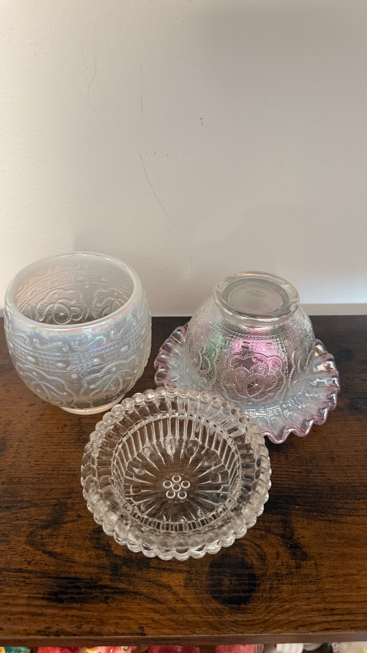 Fenton Persian Medallion Iridescent 3pc Fairy Lamp