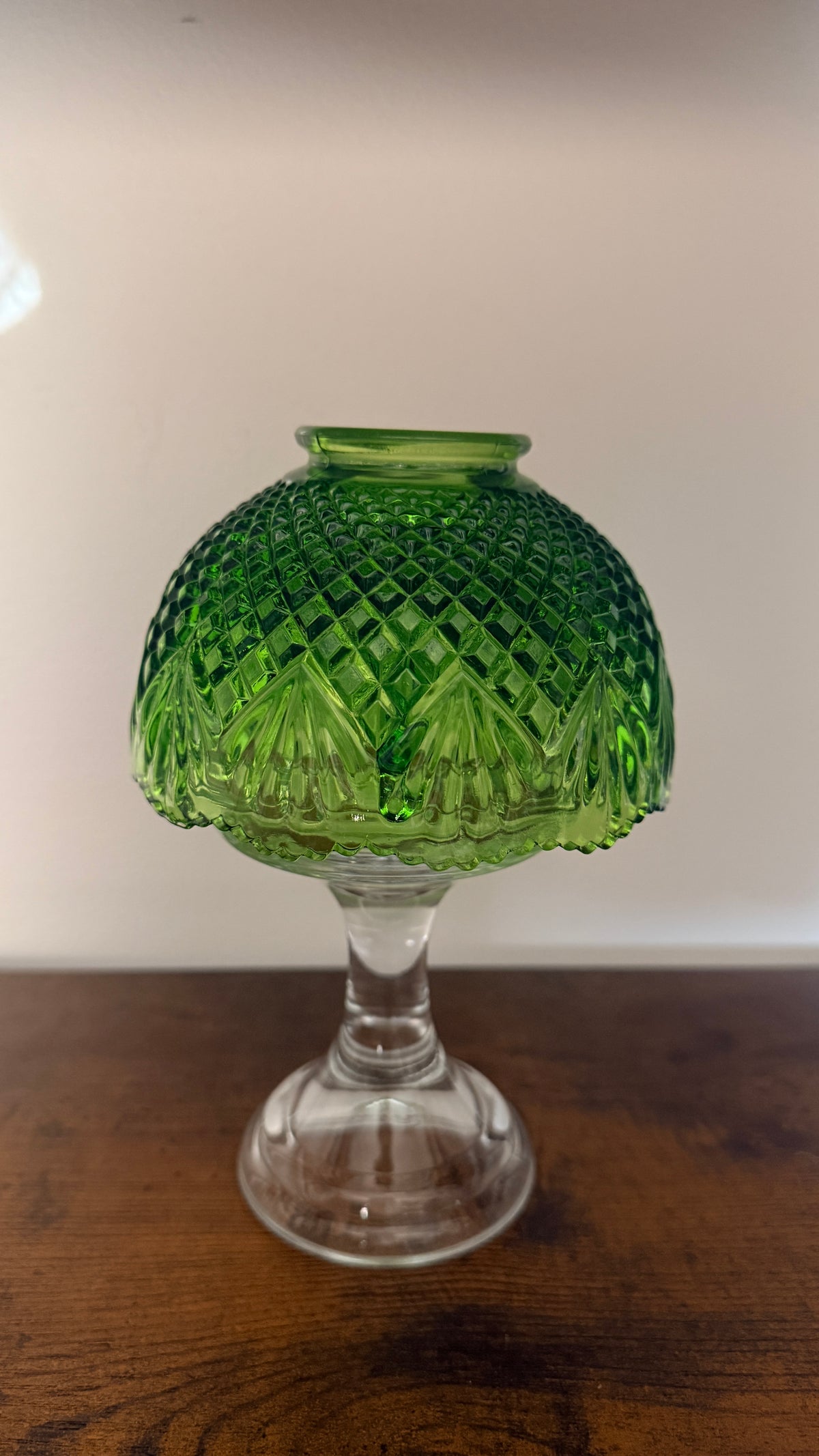 LE Smith Green Diamond Point Fairy Lamp